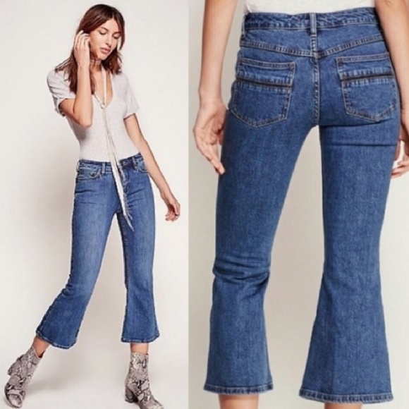 Free People Denim - Free People Kick Flare Cropped High Rise Jeans
